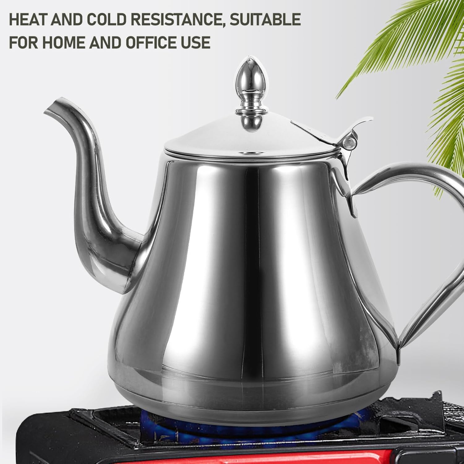 UPKOCH Tetera de acero inoxidable para el hogar, tetera de acero inoxidable, hervidor de té de 1 litro, tetera plateada, tetera de café, tetera para