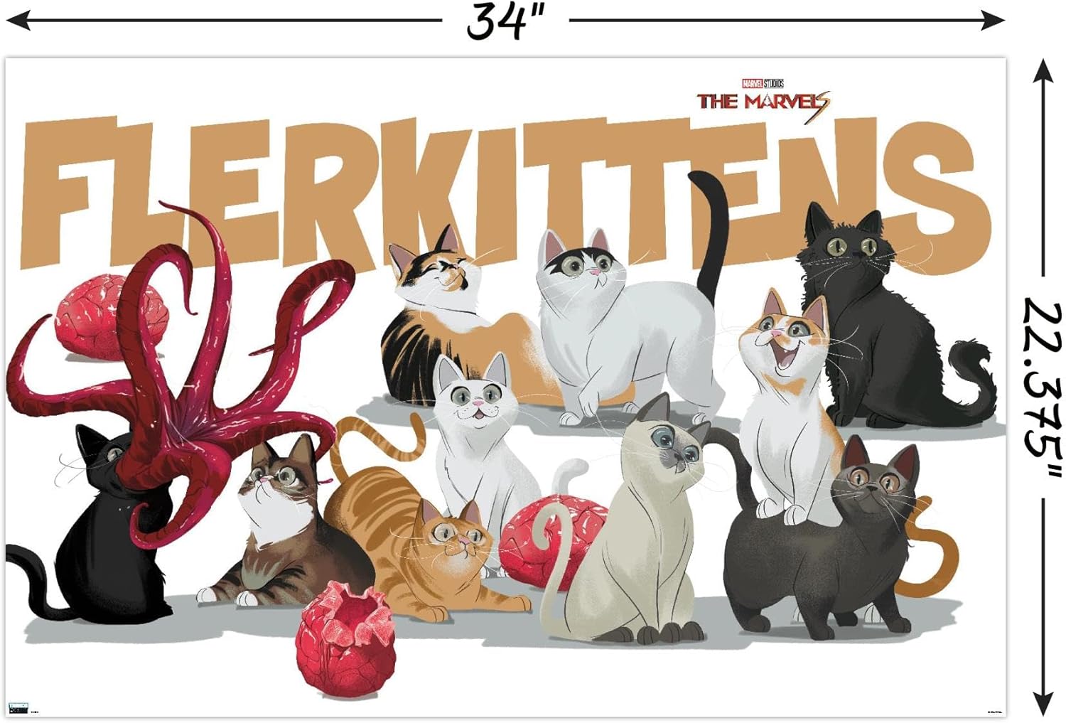 Trends International Marvel The Marvels – Póster de pared de Flerkittens, 22.37 x 34.00 pulgadas, versión sin marco