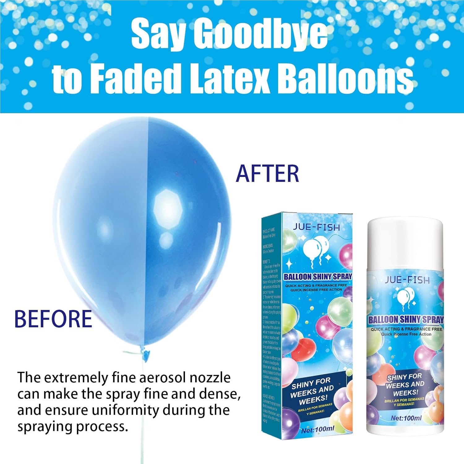 Spray de brillo para globos, para globos de látex, brillo instantáneo y acabado vibrante, mejora la decoración de fiestas y resultados duraderos que