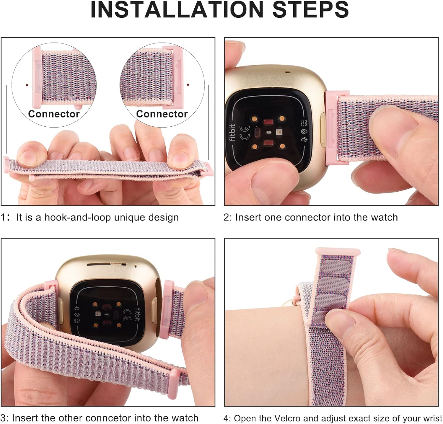 Amzpas Correa de nailon para Fitbit Versa 4  Versa 3 y Fitbit Sense 2  Sense para mujeres y hombres, correa de repuesto suave y transpirable