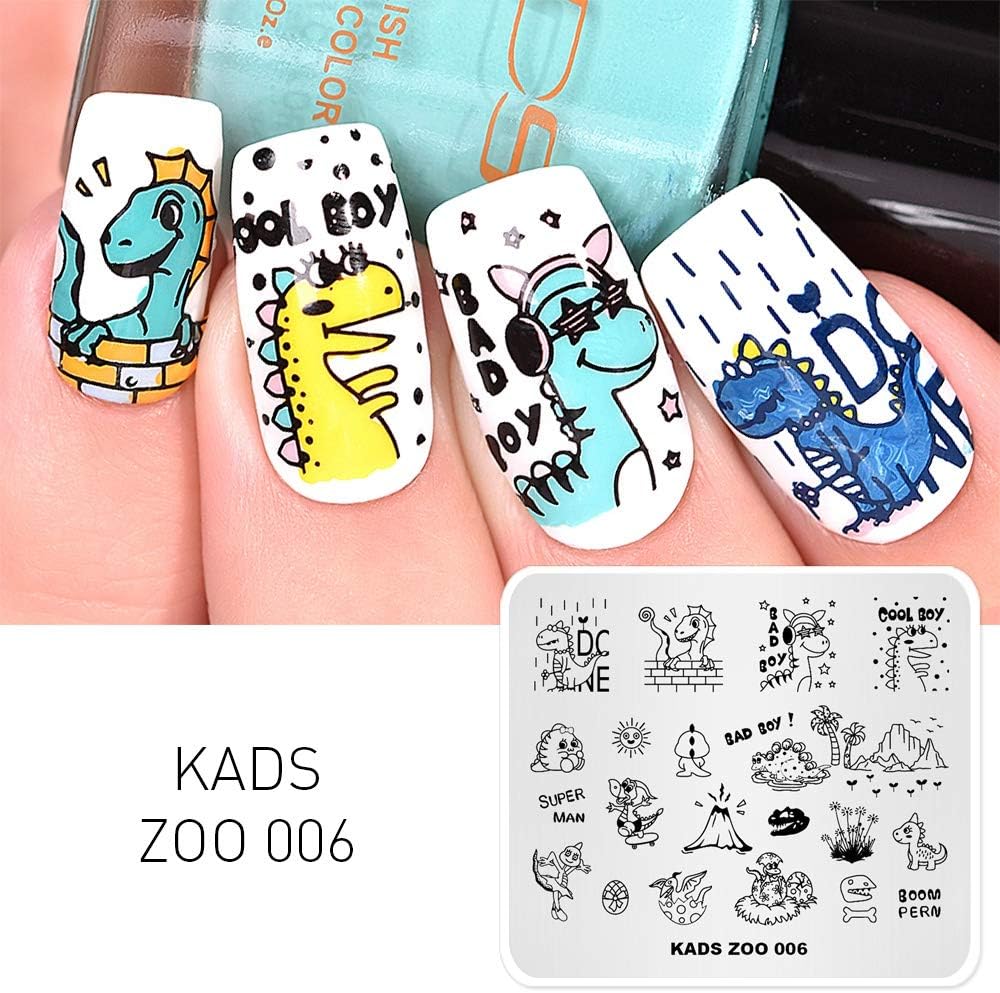 KADS – Placa de estampación de uñas para decoración de uñas y dragón lindo (ZOO006)