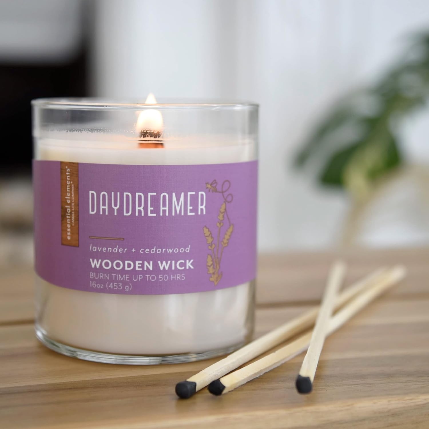 Essential Elements by Candle-Lite Company – Vela perfumada con mecha de madera, Daydreamer, una vela de aromaterapia de una sola mecha de 16 onzas