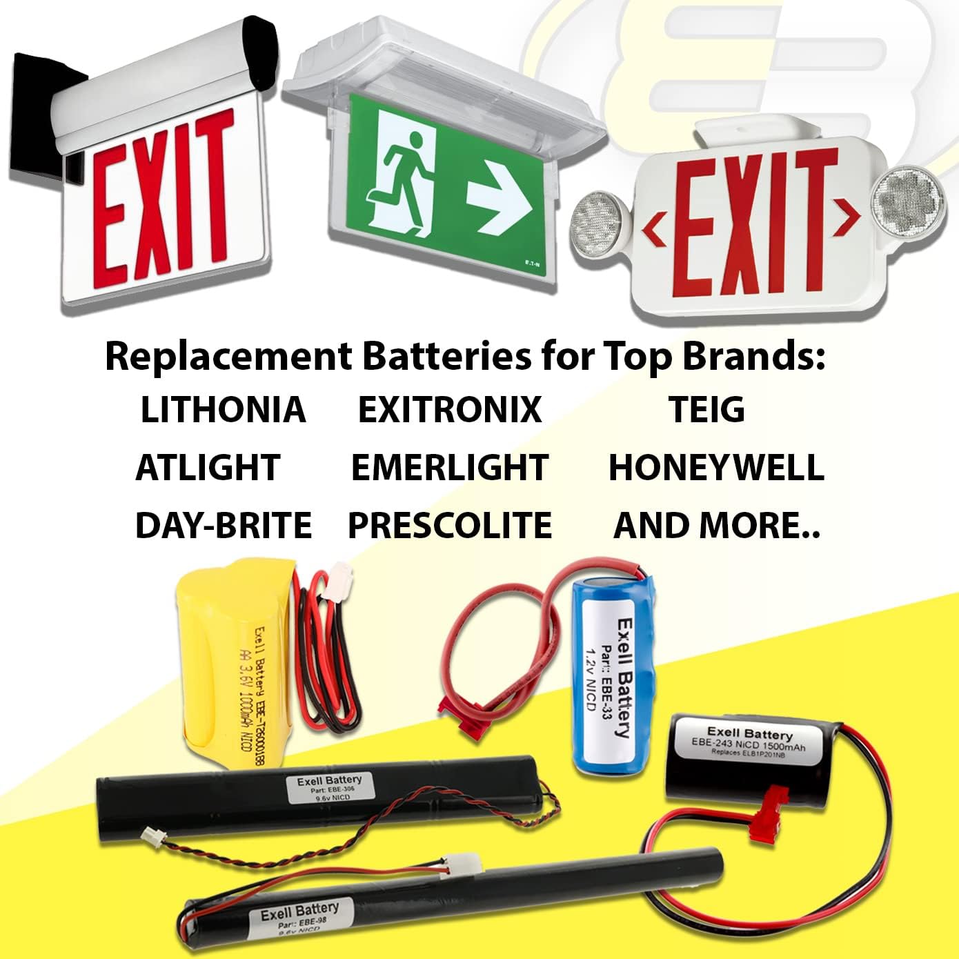 Exell – Batería de iluminación de emergencia que reemplaza a GE 6040100560410C5, NIC0099, Lithonia ENB06006, Prescolite