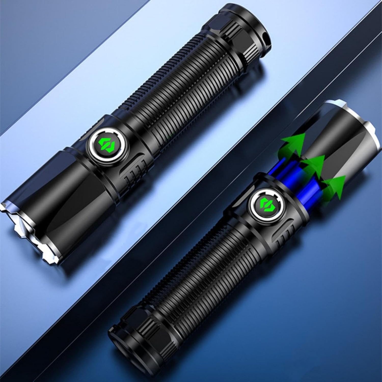 Zoomable LED Flashlight,High Lumens Ultra-Bright Spotslight with 4 Modes,Rechargeable Powerful Handheld Flashlight Waterproofs Design for