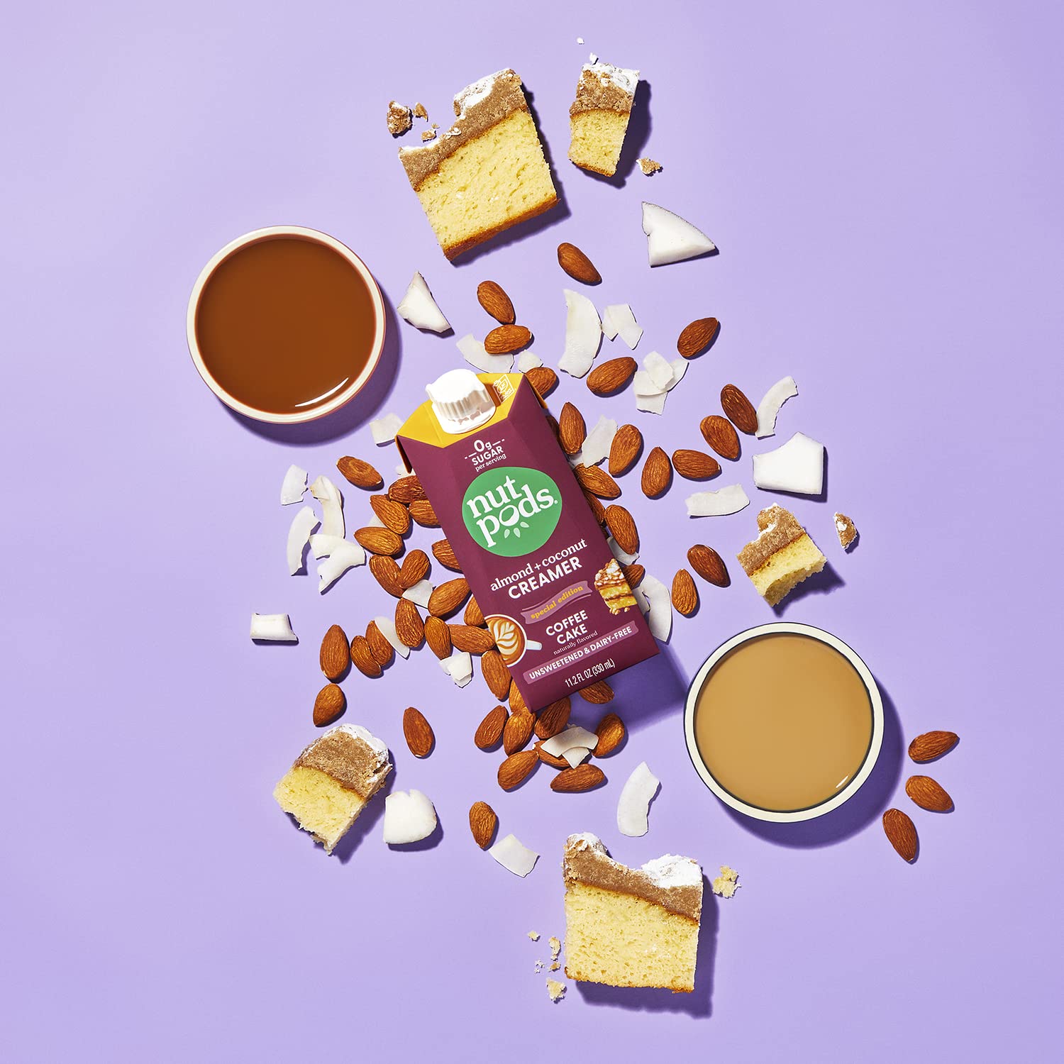 nutpods Crema para pastel de café sin azúcar, sin lácteos, hecha de almendras y cocos, Whole30, Keto, sin gluten, sin OMG, vegano, Kosher (paquete