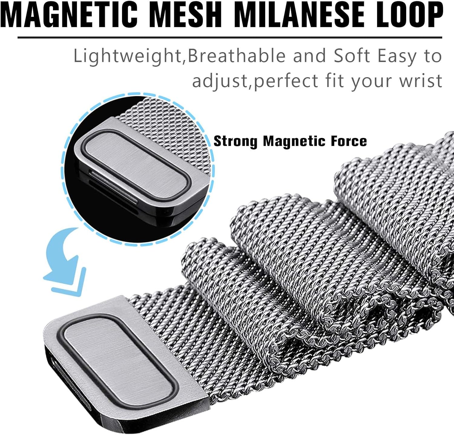 Bandas magnéticas con funda brillante compatible con Samsung Galaxy Watch 54 de 1.575 in 1.732 in, 0.787 in de malla de acero inoxidable con