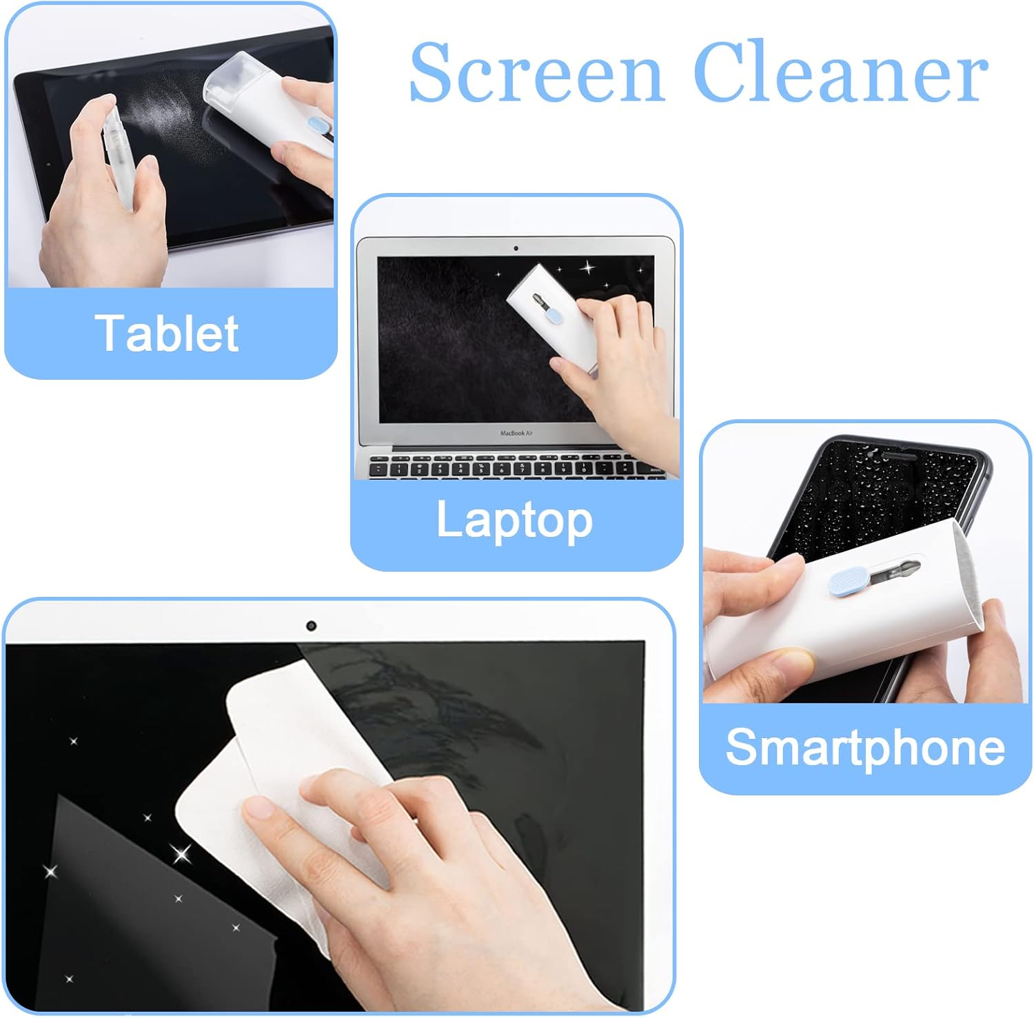 walrfid Kit de limpieza de pantalla de cepillo para teclado de computadora portátil, herramienta electrónica 7 en 1 con bolígrafo de limpieza
