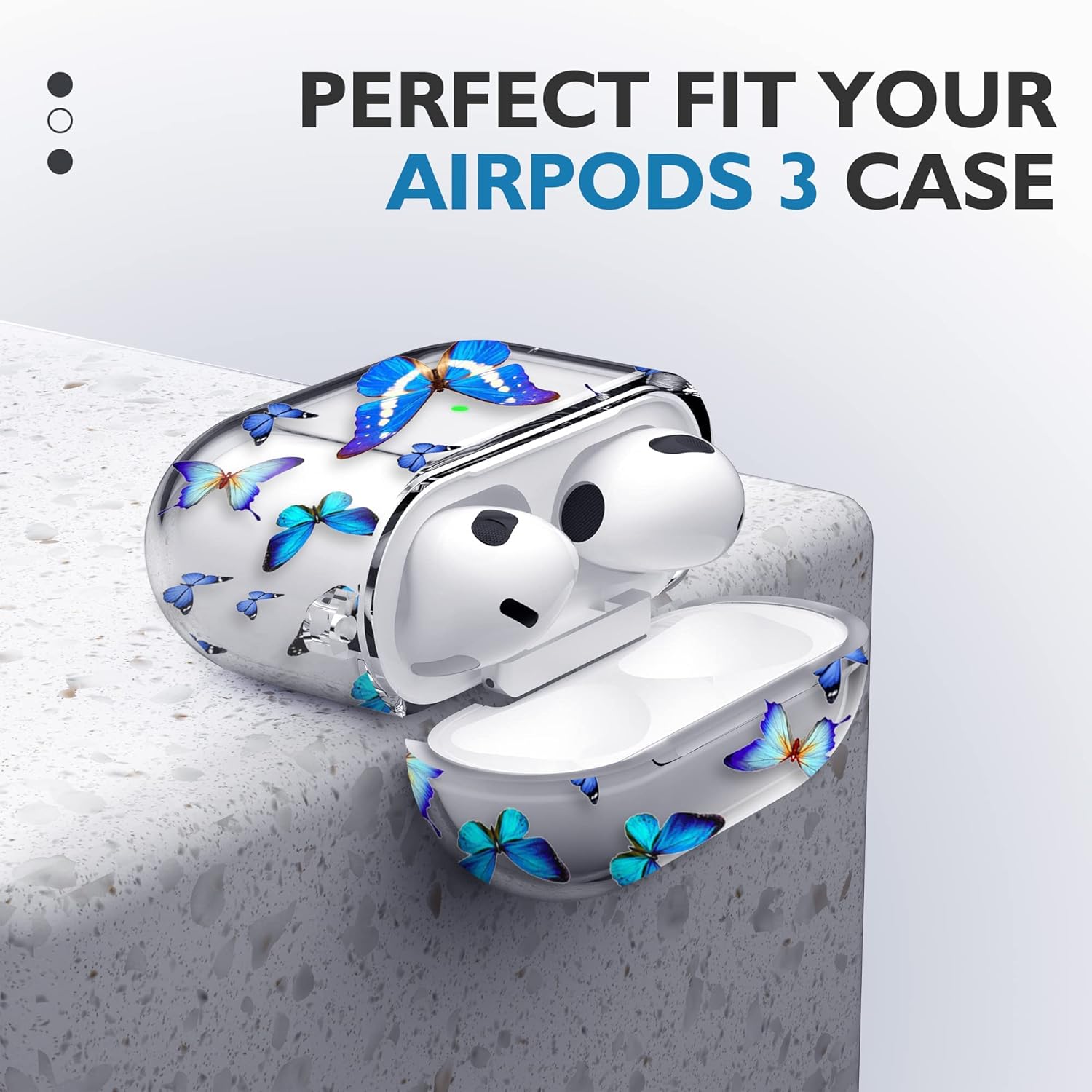 Maxjoy Funda compatible con AirPods de 3 generación, funda transparente de tercera generación con llavero protector duro de 3 generación diseñada