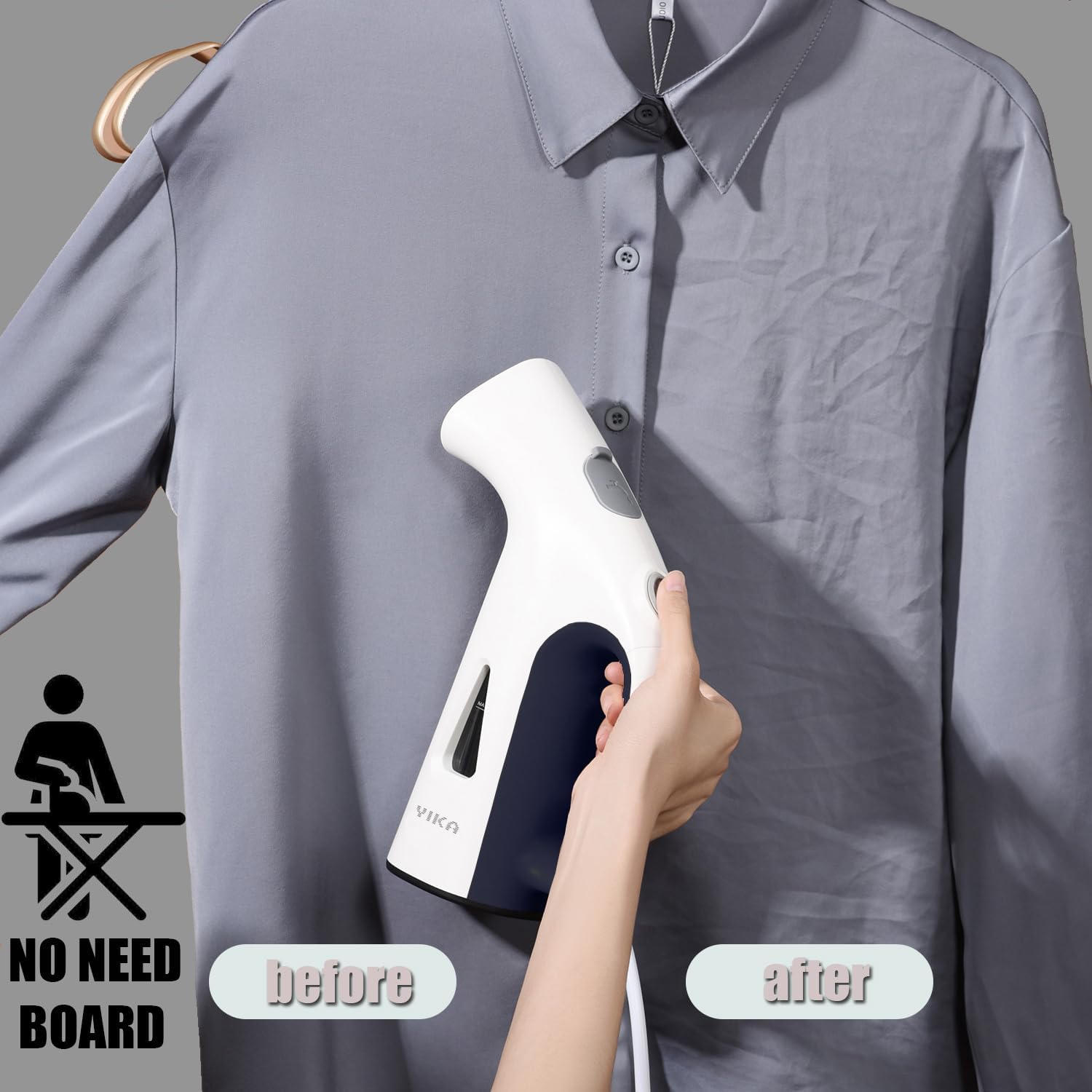 Vaporizador de viaje para ropa, plancha de vapor de ropa integrada de mano, tanque de agua incorporado portátil, elemento calefactor de 800 W,