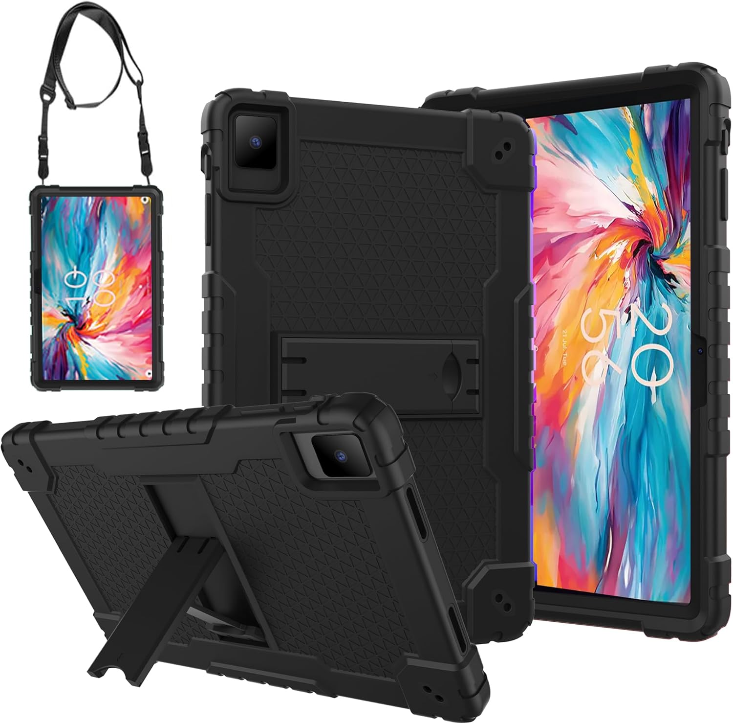 Mignova – Funda para tablet TCL Tab Pro 5G, soporte giratorio integrado, correa de hombro, correa de mano, híbrida a prueba de golpes, para niños,