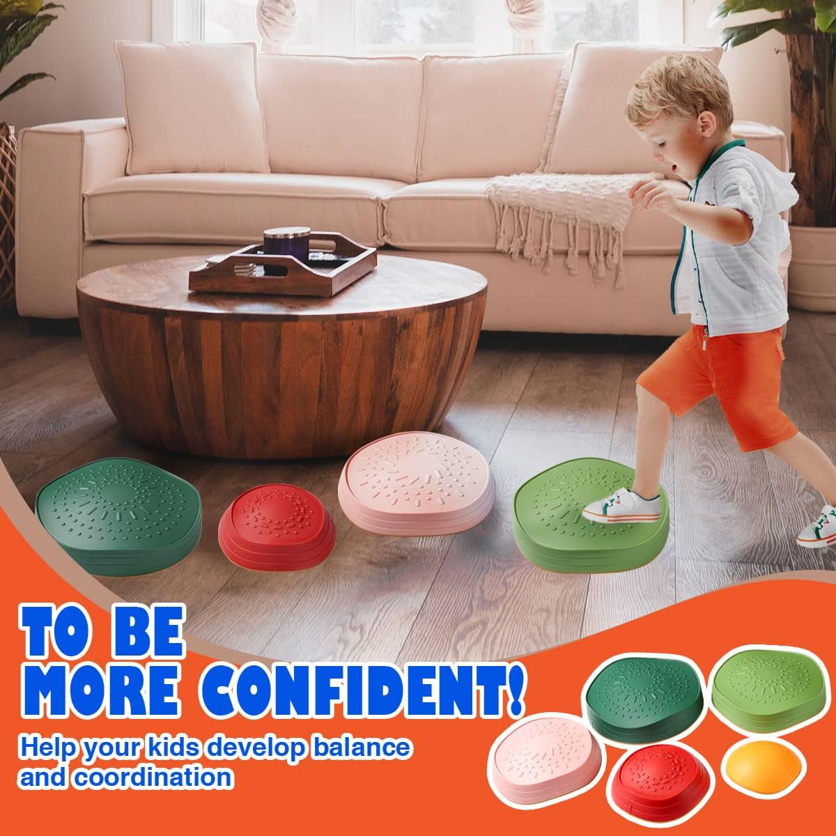 5 piedras de equilibrio de plástico antideslizante para promover las habilidades de coordinación de los niños, juguete sensorial