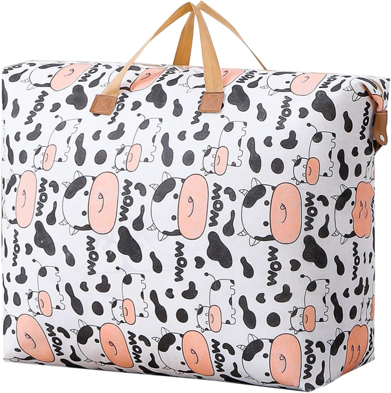 Bonita bolsa de edredón con patrón de vaca para mudanzas y viajes, y sistemas de almacenamiento perfectos