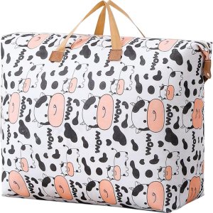 Bonita bolsa de edredón con patrón de vaca para mudanzas y viajes, y sistemas de almacenamiento perfectos Bonita bolsa de edredón con patrón de vaca para mudanzas y viajes, y sistemas de almacenamiento perfectos