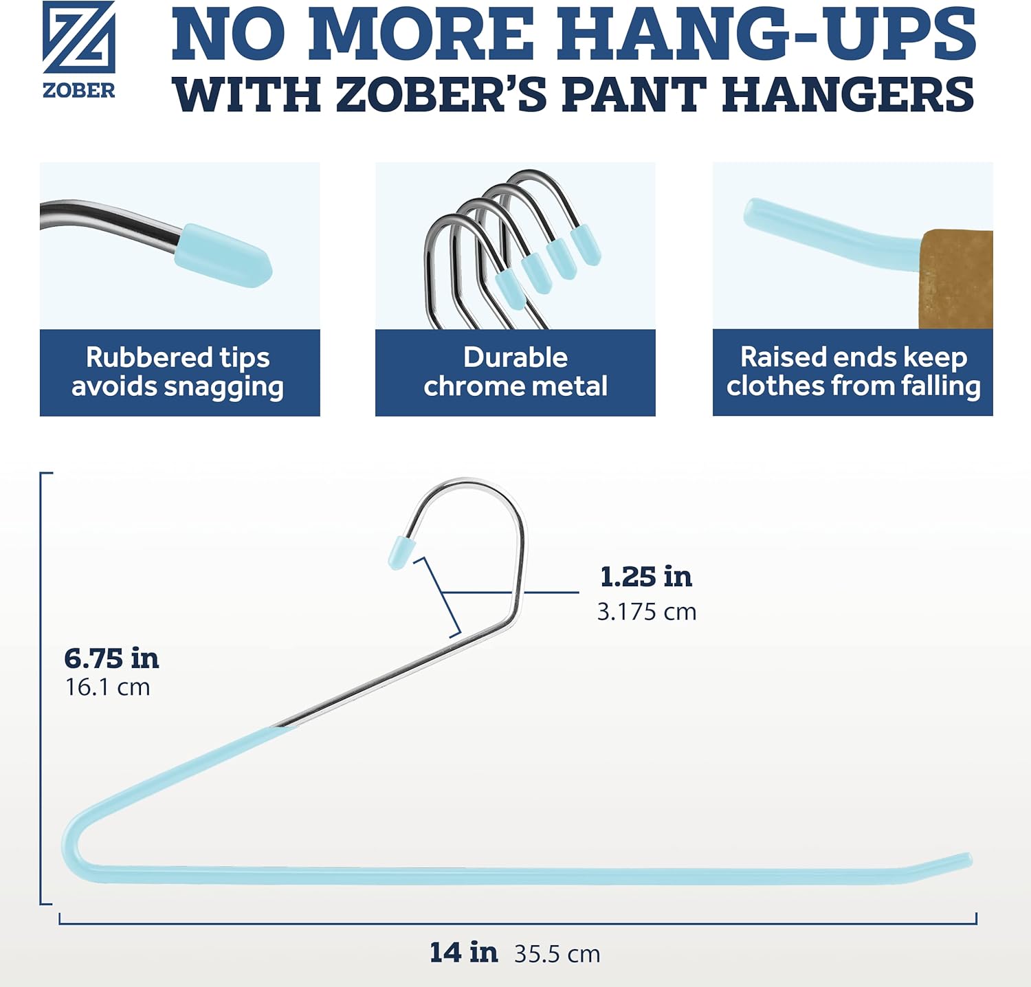 Zober Perchas antideslizantes para pantalones, paquete de 40 perchas para pantalones y jeans con extremos abiertos para armario, perchas de ropa que