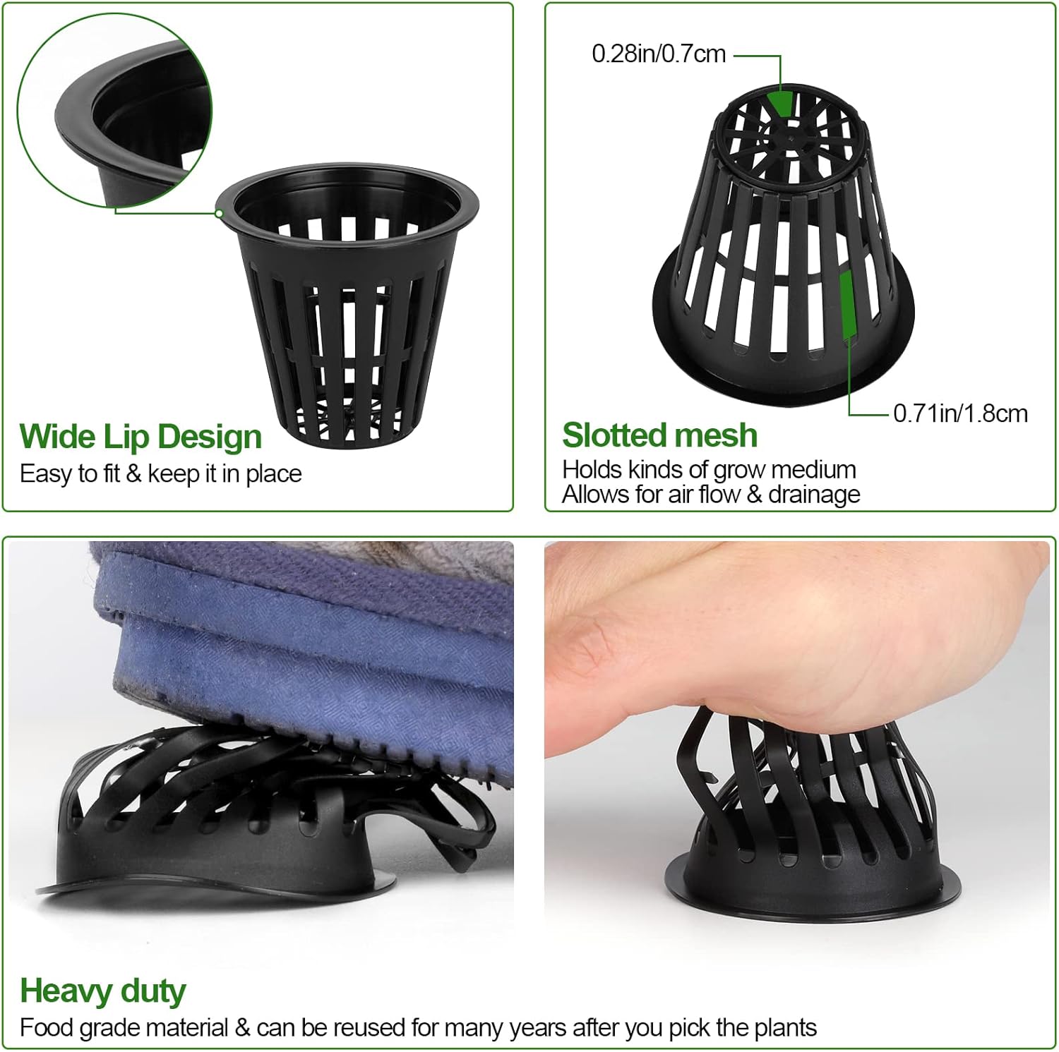 HXSEMAYIG 50 macetas de red de 2 pulgadas, taza hidropónica, tazas de red para cultivo en interiores o exteriores