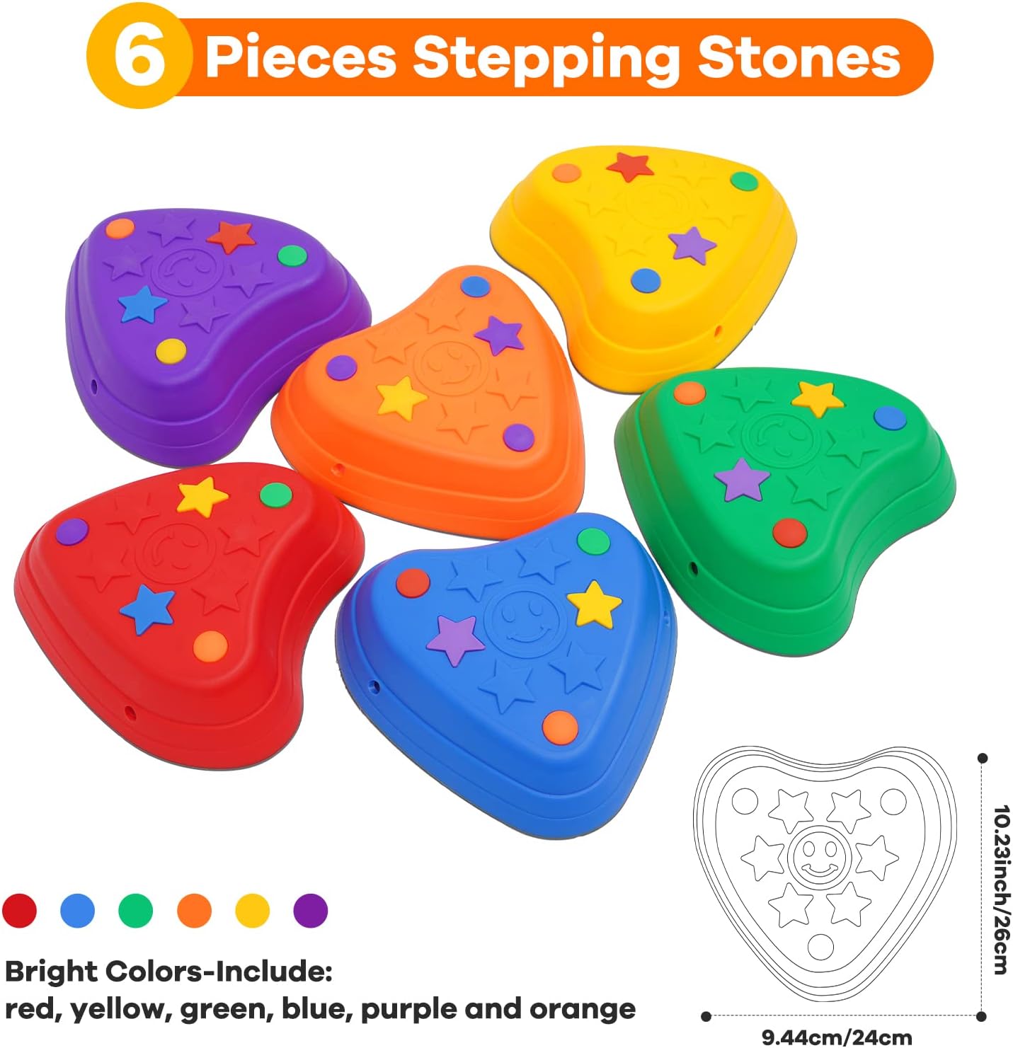 Juego de 6 piedras antideslizantes para niños, bloques de equilibrio para interiores y exteriores, equipo de fitness para niños, promueve la