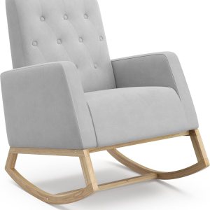 Storkcraft Northern Lights – Mecedora tapizada con botones para guardería, mecedora suave, base de madera maciza Storkcraft Northern Lights – Mecedora tapizada con botones para guardería, mecedora suave, base de madera maciza