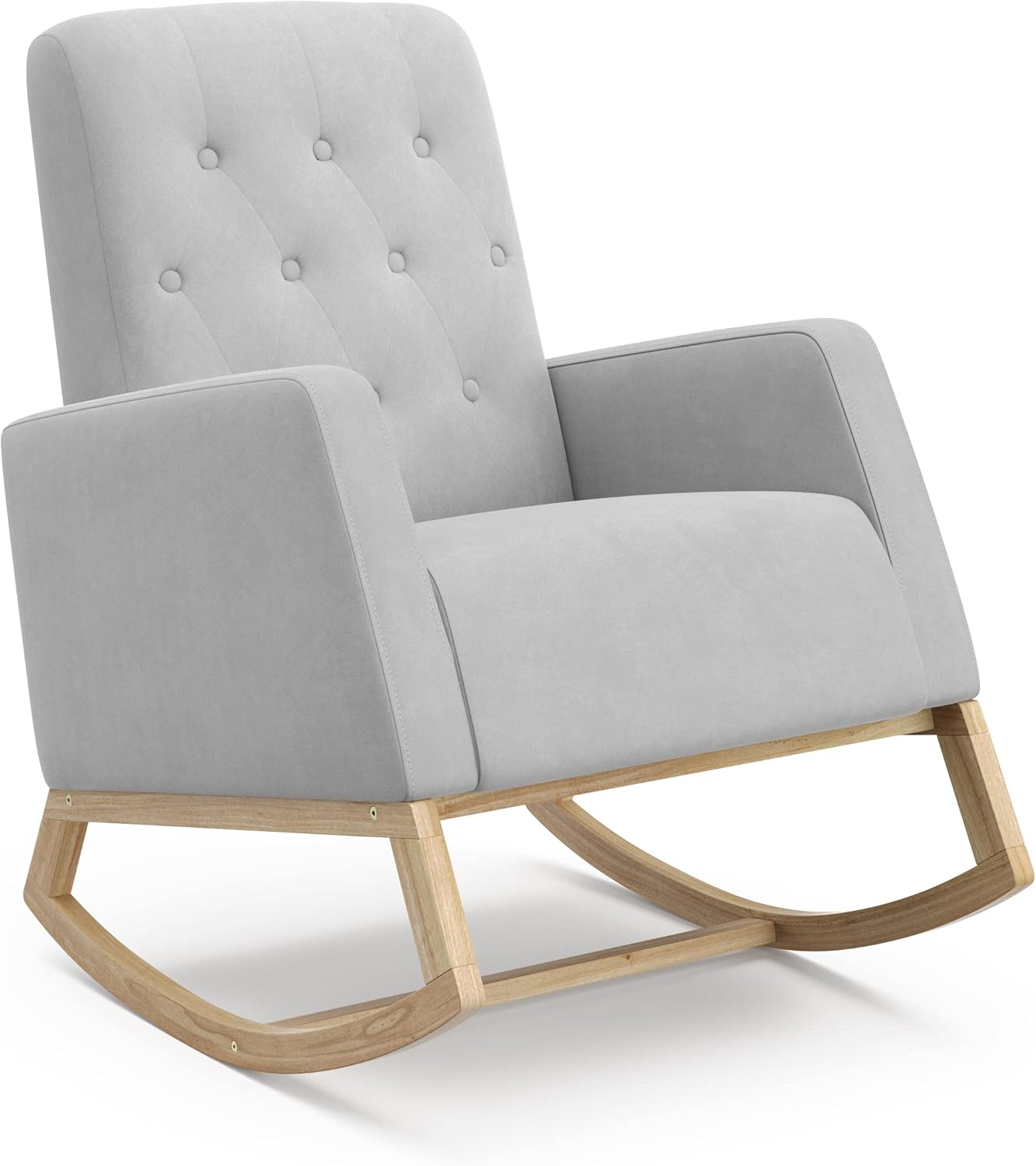 Storkcraft Northern Lights – Mecedora tapizada con botones para guardería, mecedora suave, base de madera maciza