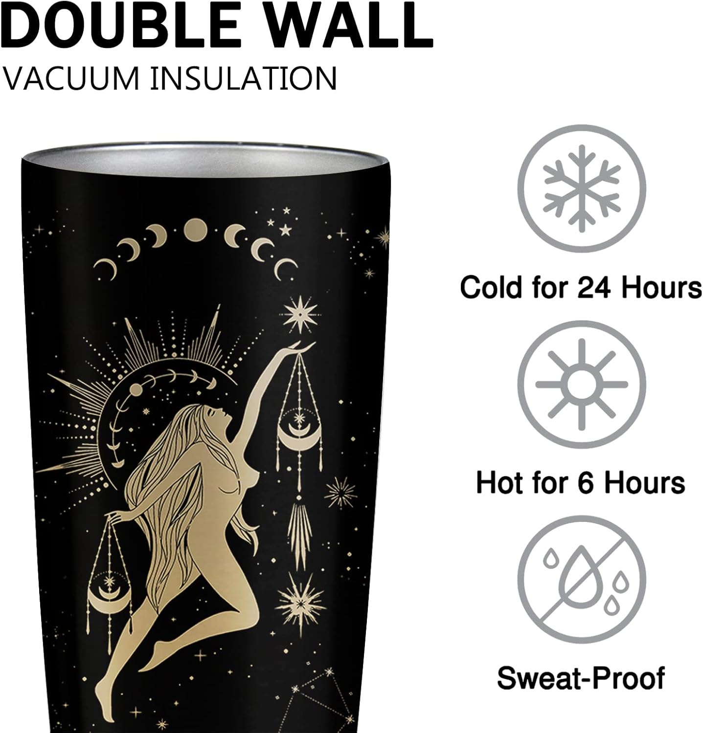 Regalos Libra para mujer, vaso Libra, regalo Libra, vaso del zodiaco de 20 onzas, vaso de astrología, regalos góticos de bruja, vaso de constelación