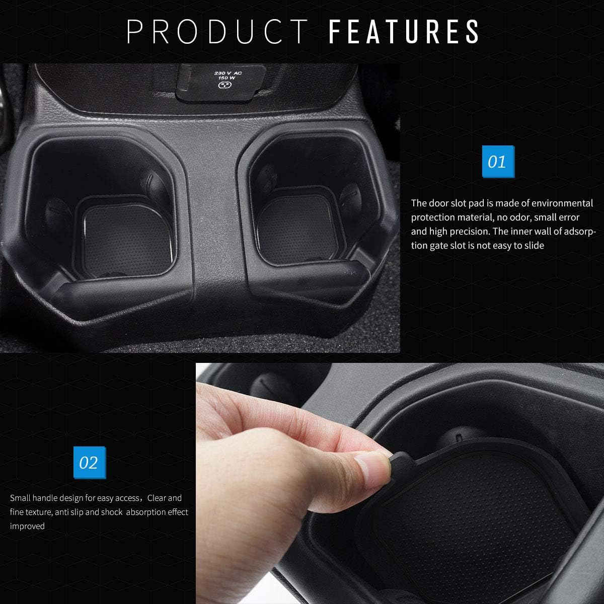 Auovo Auto Cup Holder Insertos Coaster para Wrangler JL JLU 2018 2019 Copa Mat Pad Interior Accesorios Decoración