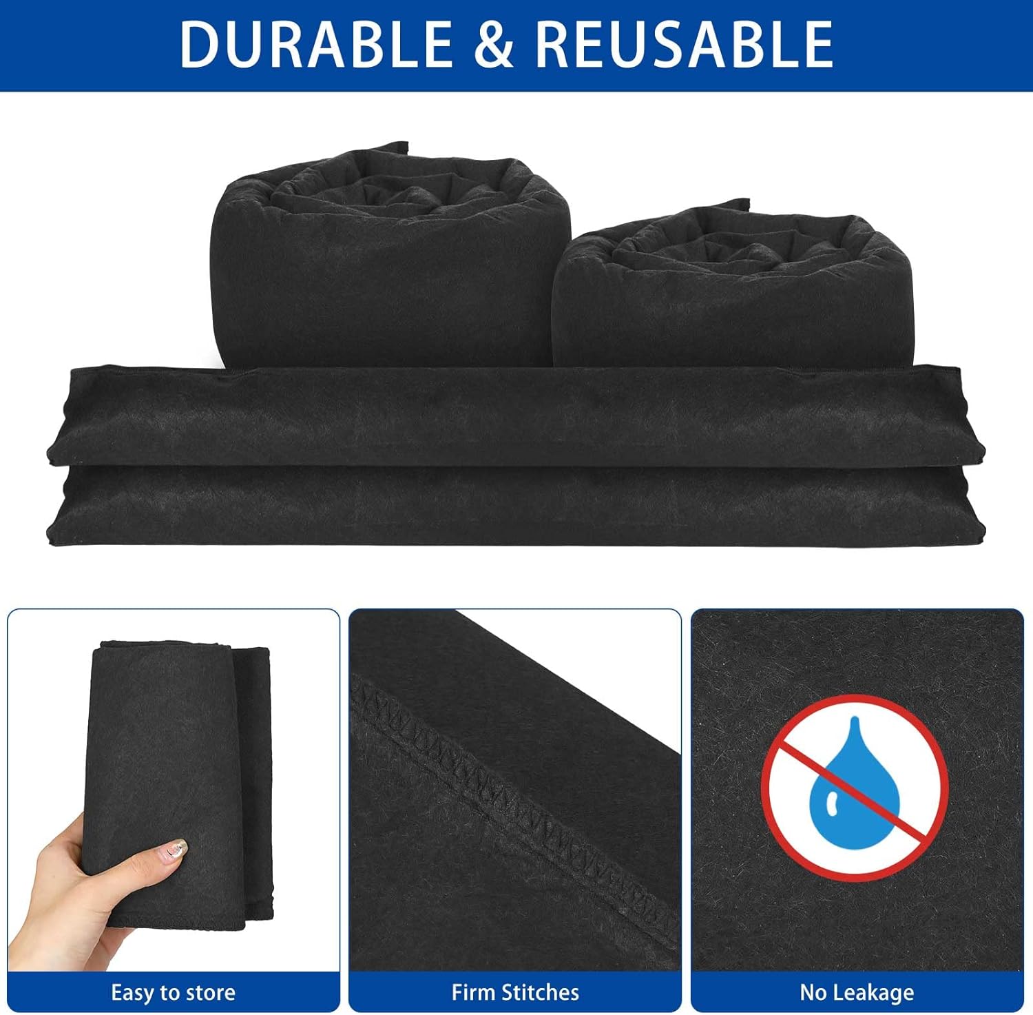 Water Barrier 10 ft x 6.5 in Flood Barrier for Home Reusable Absorbent Prevention Barrier Sandless Sandbag for Flooding Green Water Activated