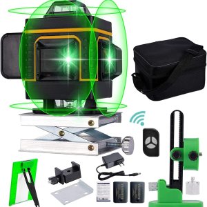 16 líneas 4D nivel láser autonivelante 4×360 línea cruzada horizontal y vertical, línea recargable láser verde, base de elevación magnética para 16 líneas 4D nivel láser autonivelante 4×360 línea cruzada horizontal y vertical, línea recargable láser verde, base de elevación magnética para