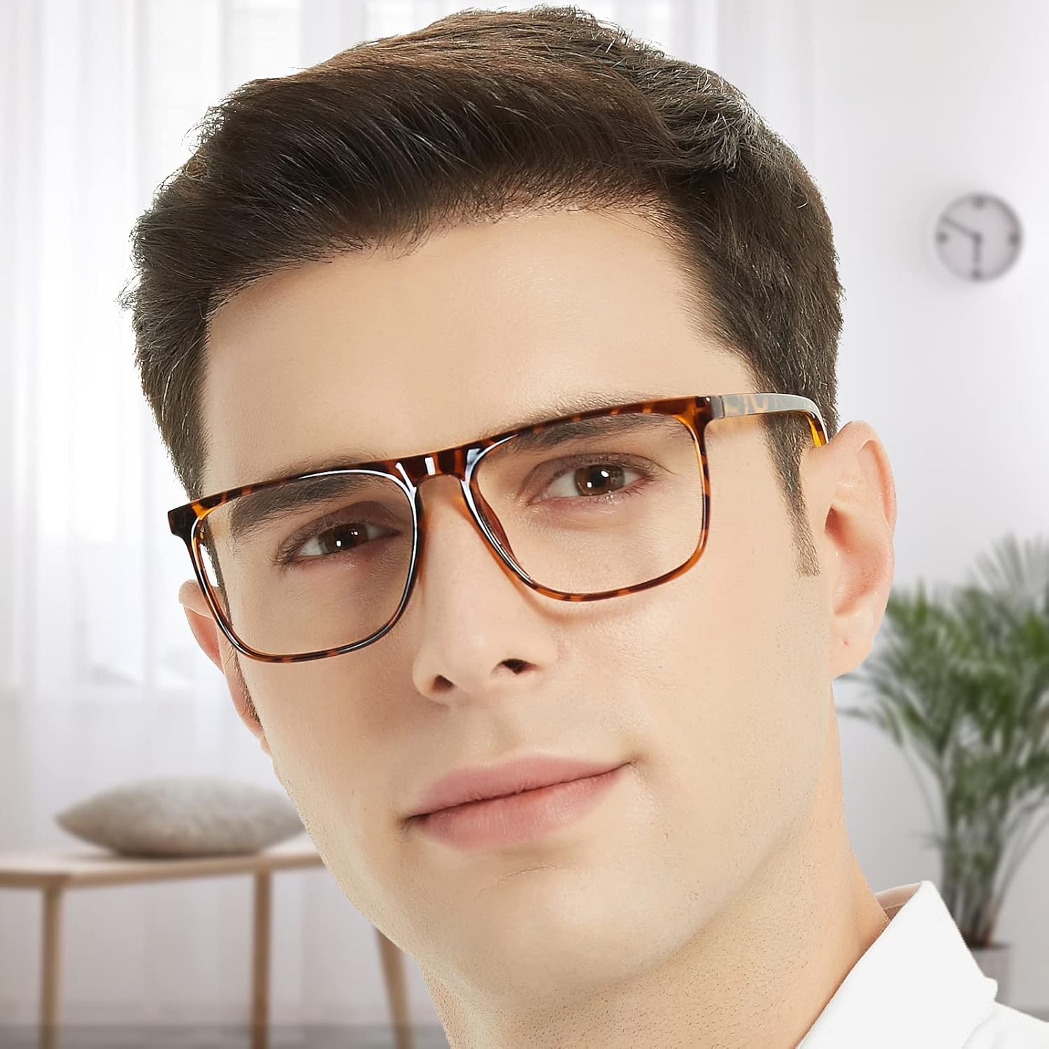 WEMOOTANTS Lentes de lectura de gran tamaño para hombre, 1.25, cuadrados, lectores ligeros, de moda, para lector de nerd 1.00, 1.25+ 1.50, 1.75,