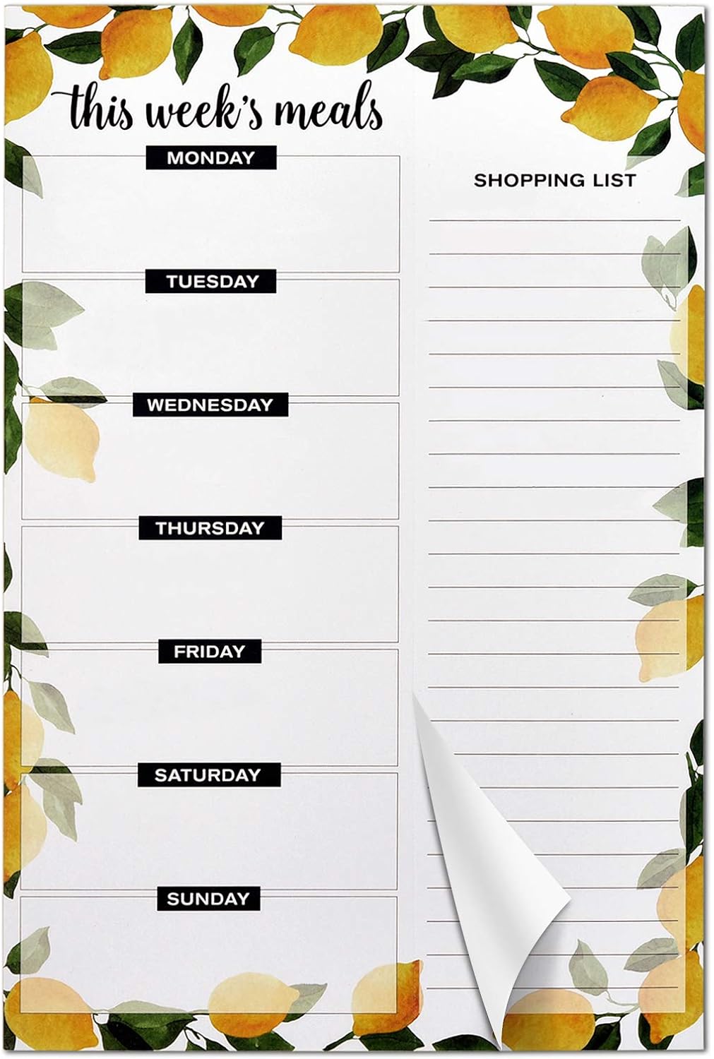 Planificador semanal de comidas, bloc de notas magnético para refrigerador con 2.82 oz, 50 hojas de lista de comestibles, 6 x 9 pulgadas,