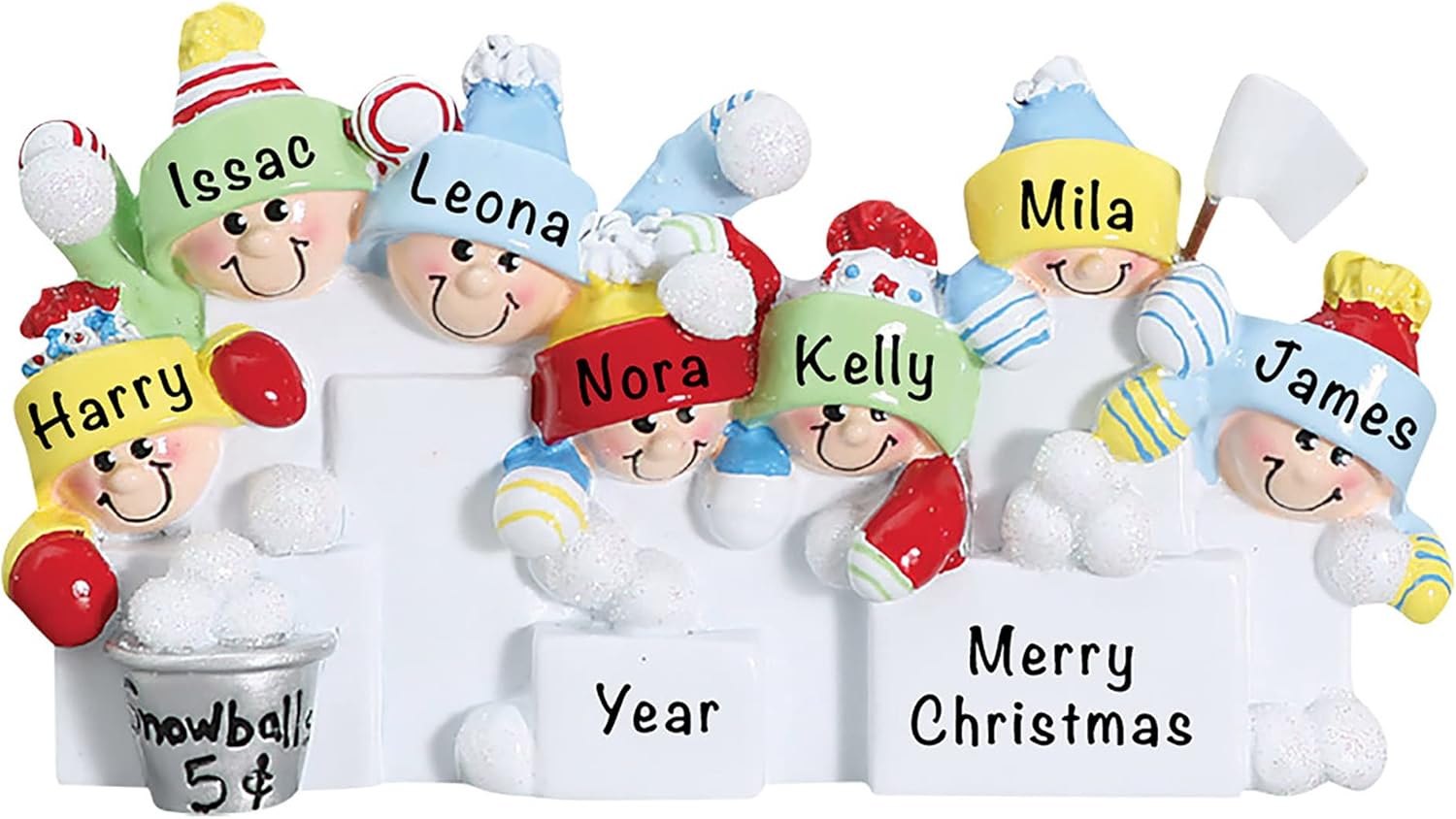 Adornos de Navidad personalizados para familia de 7  Adorno familiar de pelea de bolas de nieve de poliresina  Adornos de Navidad familiares únicos