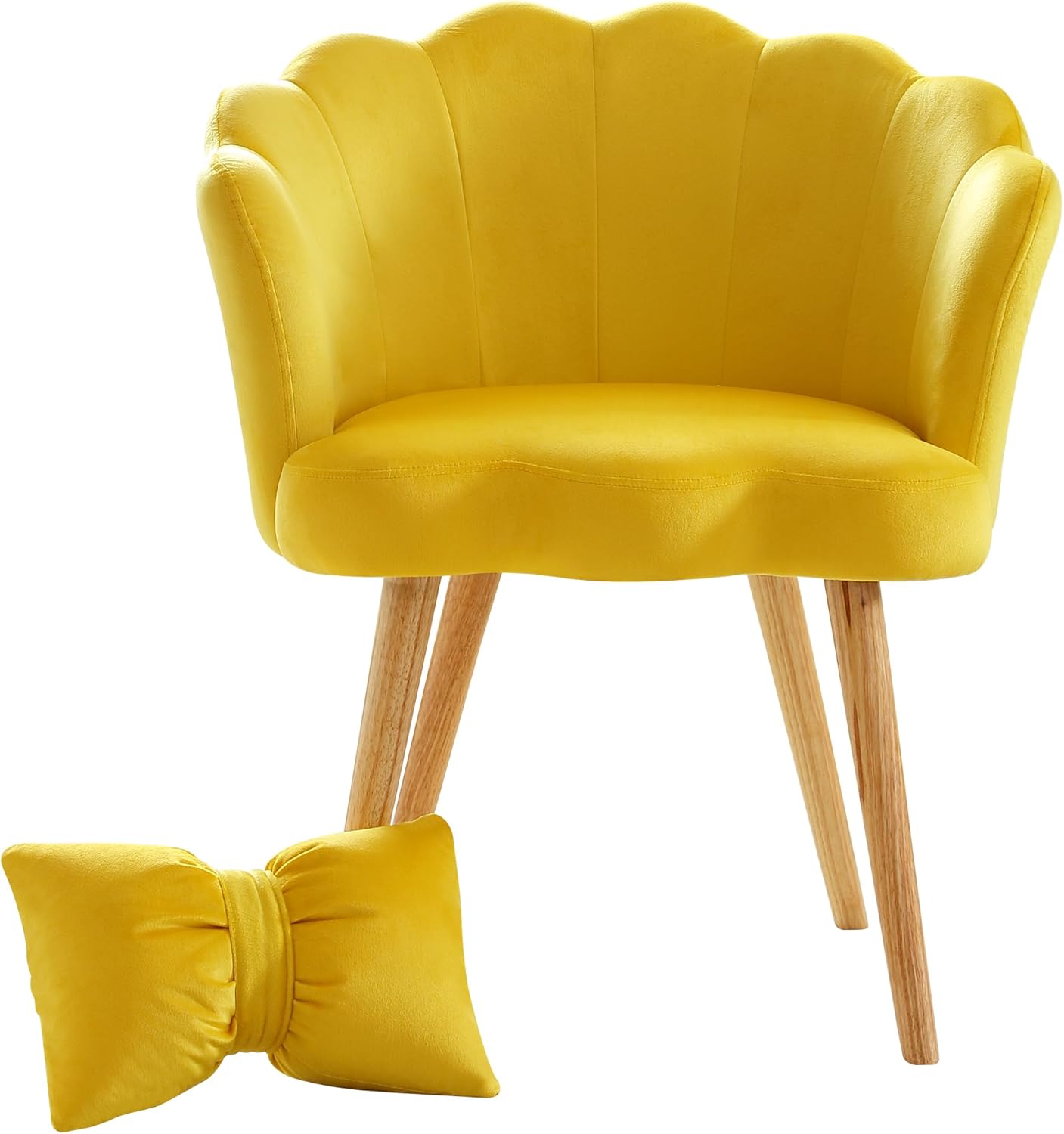 Bellemave Silla decorativa de terciopelo, moderna silla tapizada de ocio con almohada para la cintura, silla de invitados en forma de loto, silla de