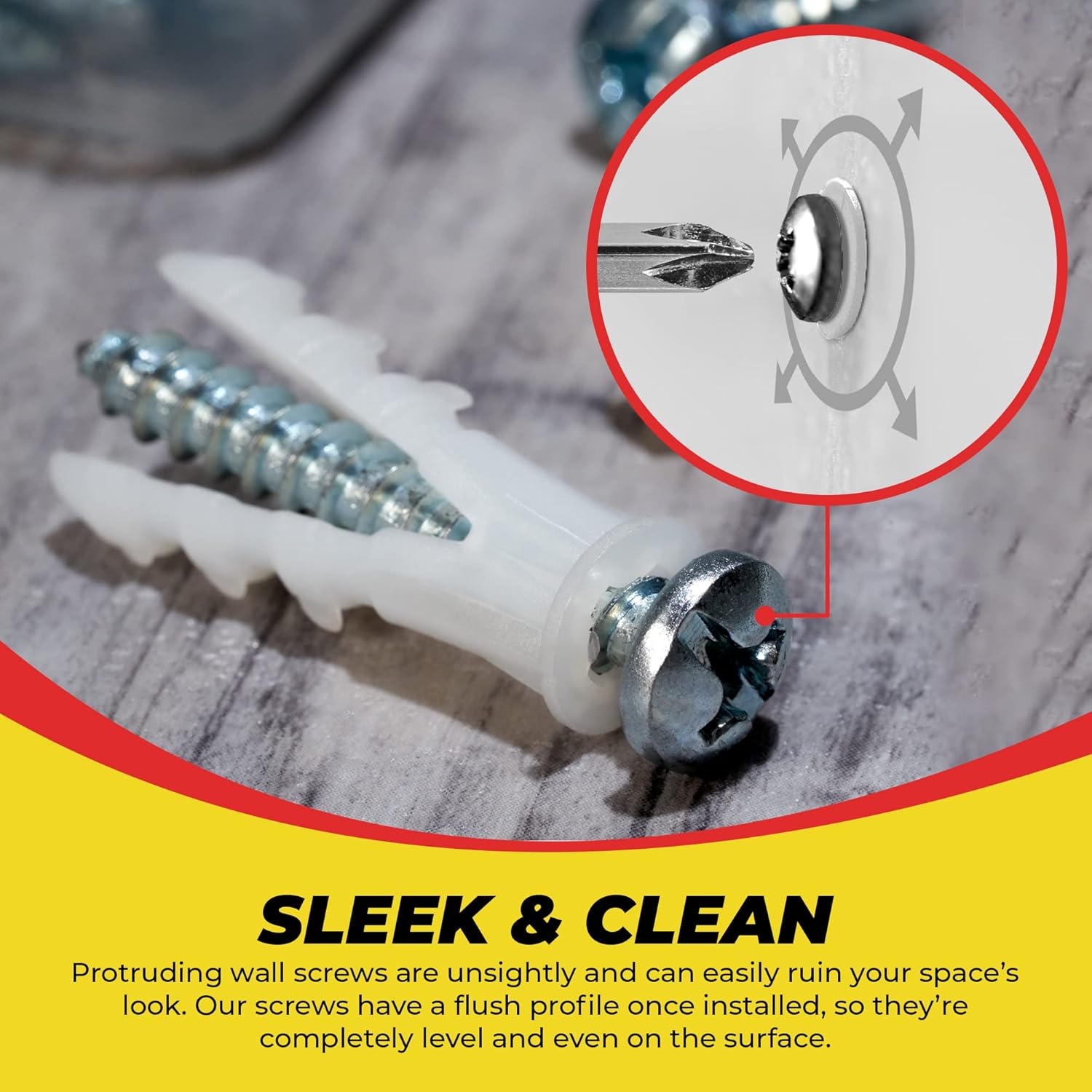 Qualihome Kit de anclaje de plástico acanalado para paneles de yeso, anclajes de pared y tornillos para paneles de yeso, incluye anclajes y