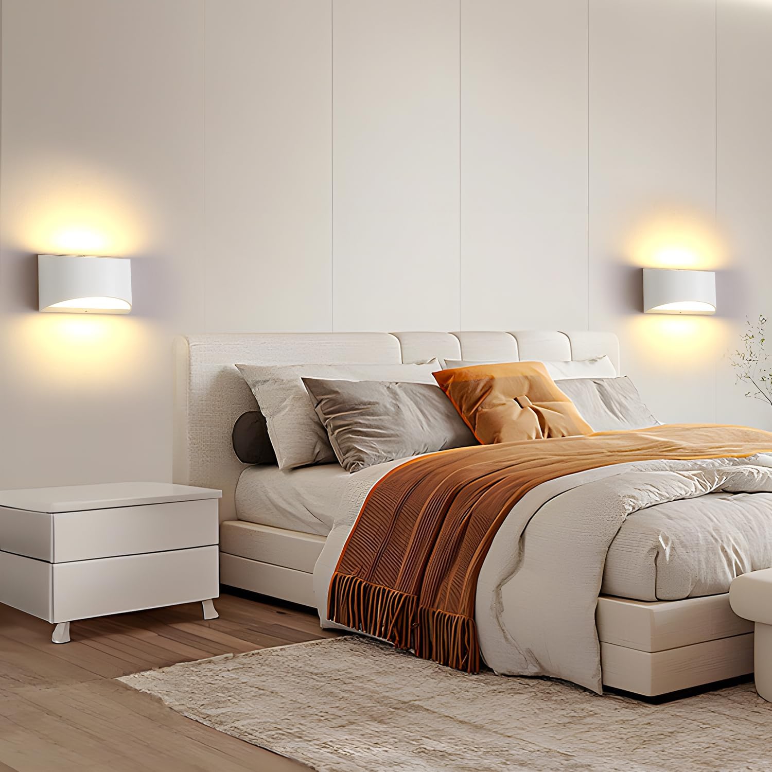 Hollymaze Lámparas de pared, aplique de pared regulables, modernos apliques de pared, iluminación de pared blanca de 14 W, cableado arriba y abajo,