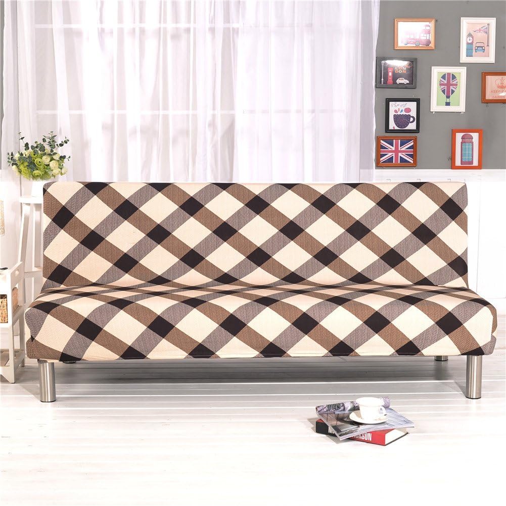 Funda elástica para sofá cama, futón, funda de sofá plegable sin brazos, protector de muebles, fácil de quitar y lavable a máquina (B)