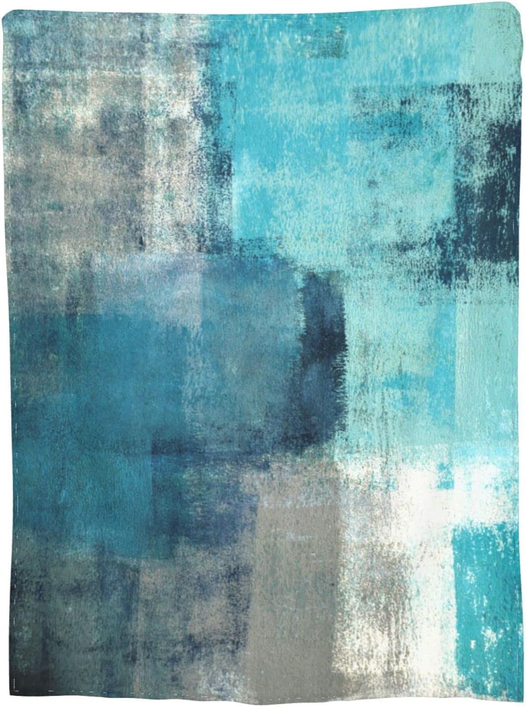 Manta de franela de forro polar turquesa con pintura de arte abstracto, ligera, suave, mullida, acogedora, para sofá, cama, decoración de otoño e