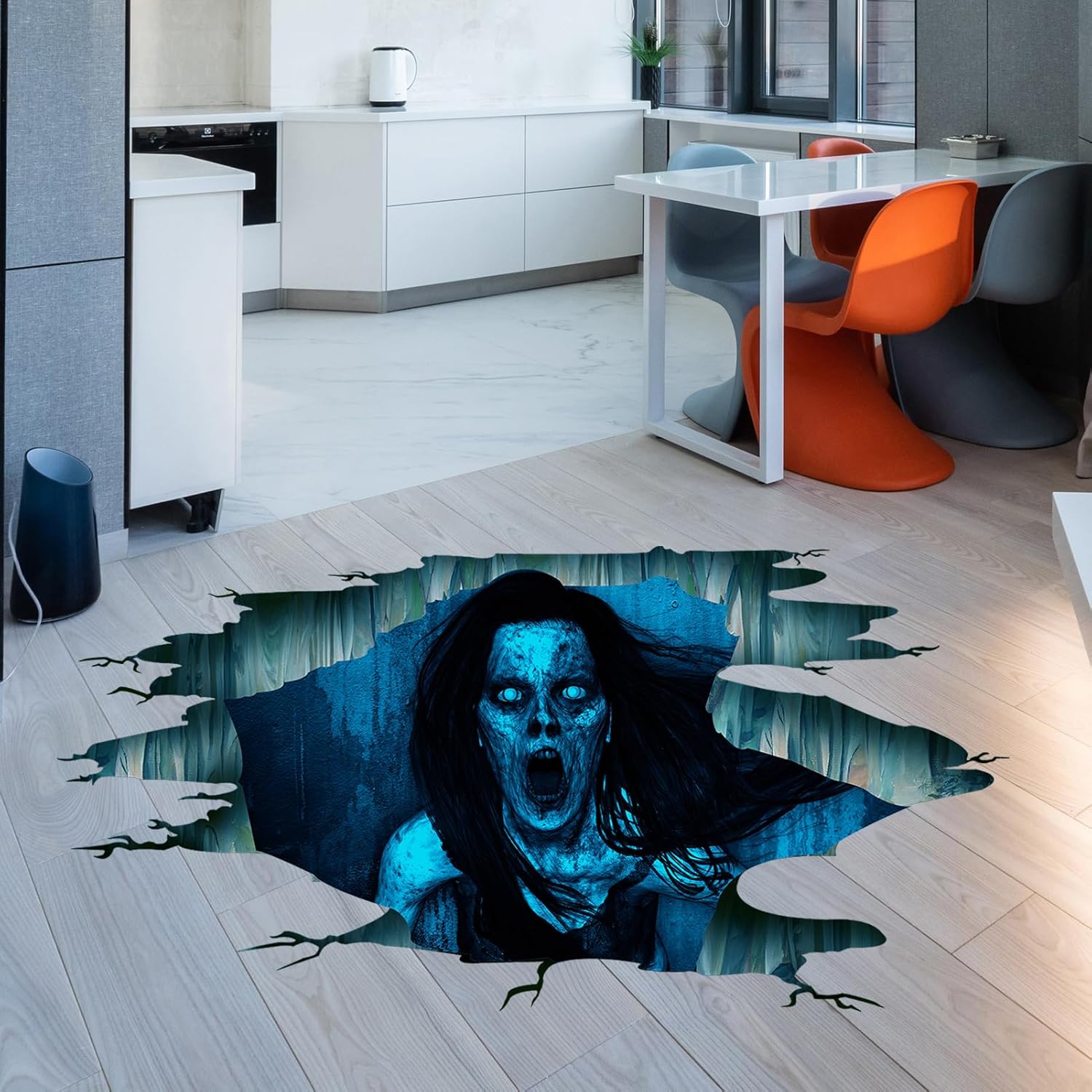 Calcomanías de pared 3D espeluznantes para Halloween, fantasmas aterradores, calcomanías de suelo para bar, pub, decoración de suelo de pared de
