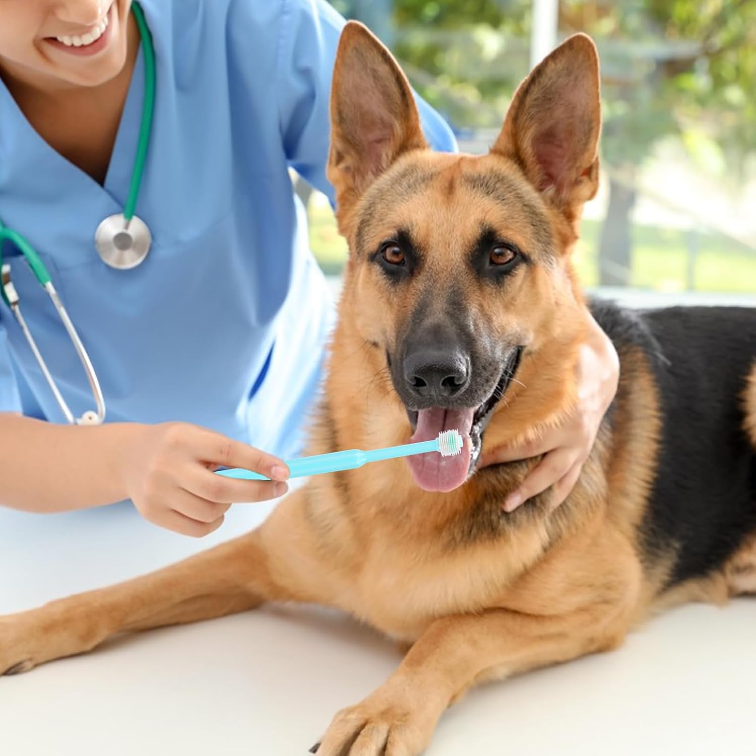 Mozeat Lens Cepillo de dientes pequeño para perros y gatos, paquete de 2 cepillos de dientes de silicona suave de 360 grados, para el cuidado dental