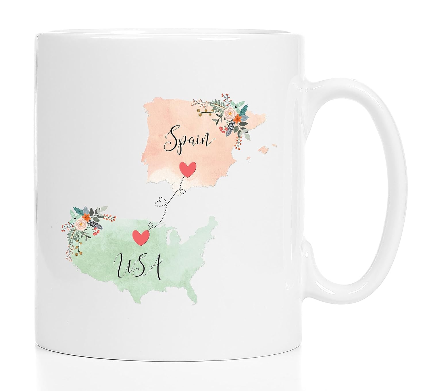 USA Spain Mug Coffee Cup Gift Best Friend Mom Girlfriend Aunt Grandma Birthday Mother’s Day Going Away Present Moving New Job Gifts (11 oz,