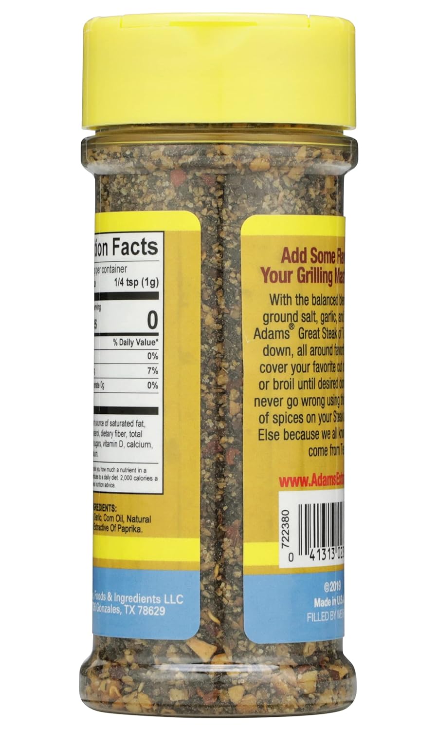 Adams Great Steak of Texas Seasoning, botella de 4.69 onzas (paquete de 1)