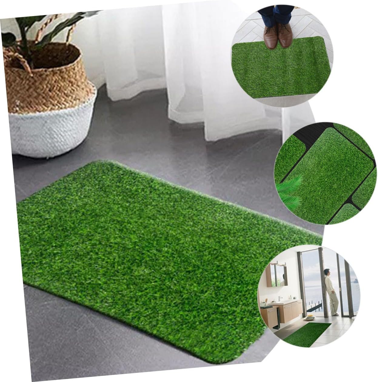 Happyyami 3pcs Outdoor Area Rug Realistic Lawn Pad Fake Grass Doormat Artificial Training Turf Truff Entryway Scraper Door Mats Indoor Artificial