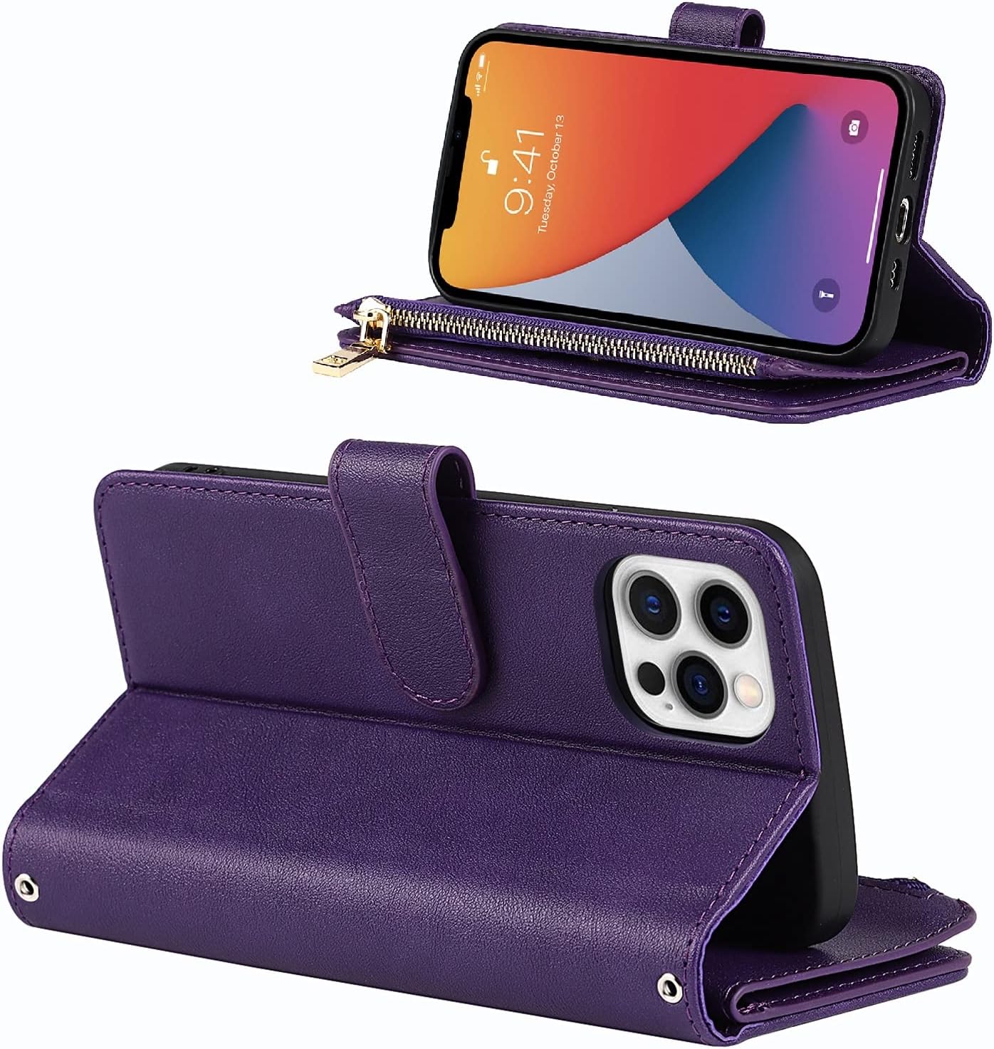 Jaorty Funda para iPhone 12 Pro Max con tarjetero para tarjetas de crédito, iPhone 12 Pro Max, funda cruzada con correa para el hombro, bolsillo con