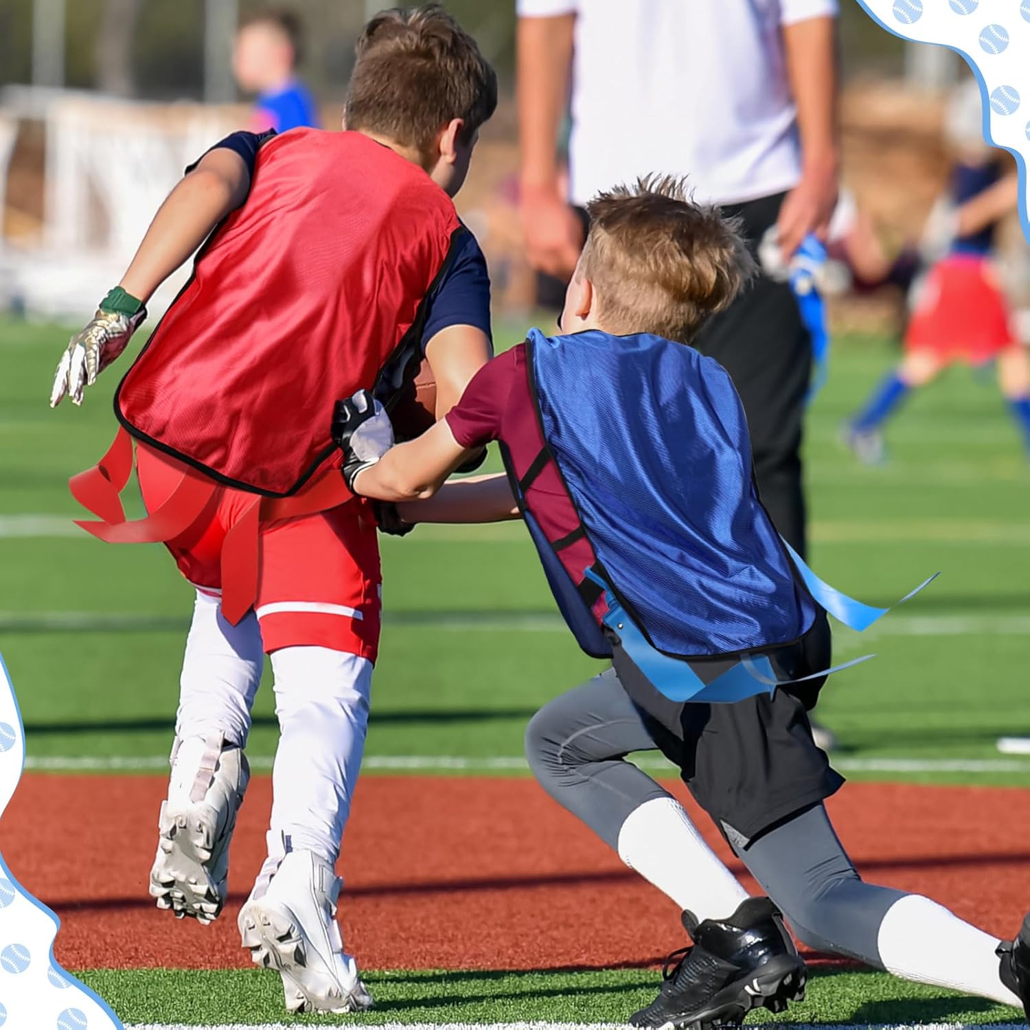 Newwiee Flag Football Set Includes 12 Belts,3 Flags Per Belt, 12 Scrimmage Vests 12 Cones and Bag