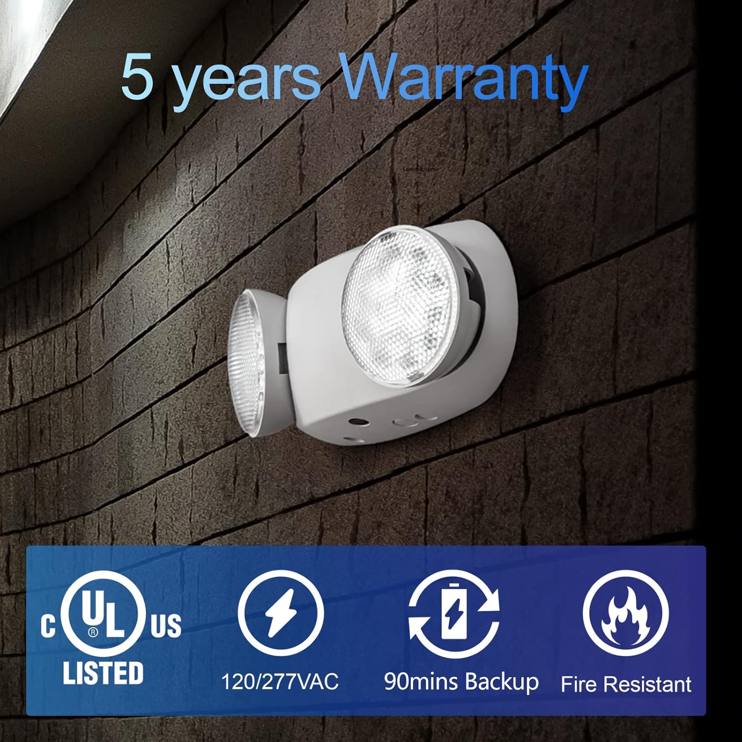 Luces de emergencia LED con batería de respaldo, certificación UL, CA 120277 V, accesorios de salida de emergencia cableados para negocios, paquete