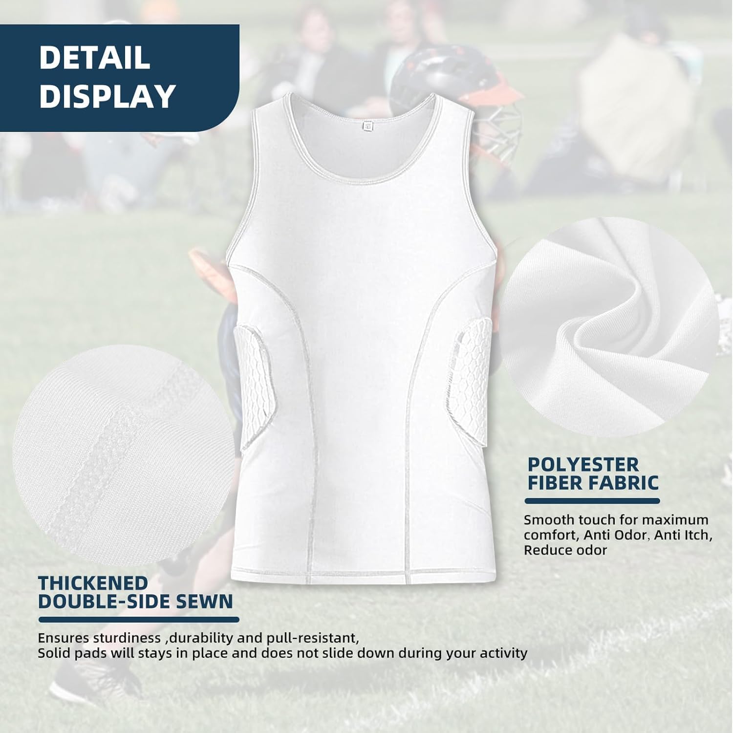 Camiseta de compresión acolchada para hombre, protector de pecho para fútbol, paintball, béisbol, rugby, paintball..
