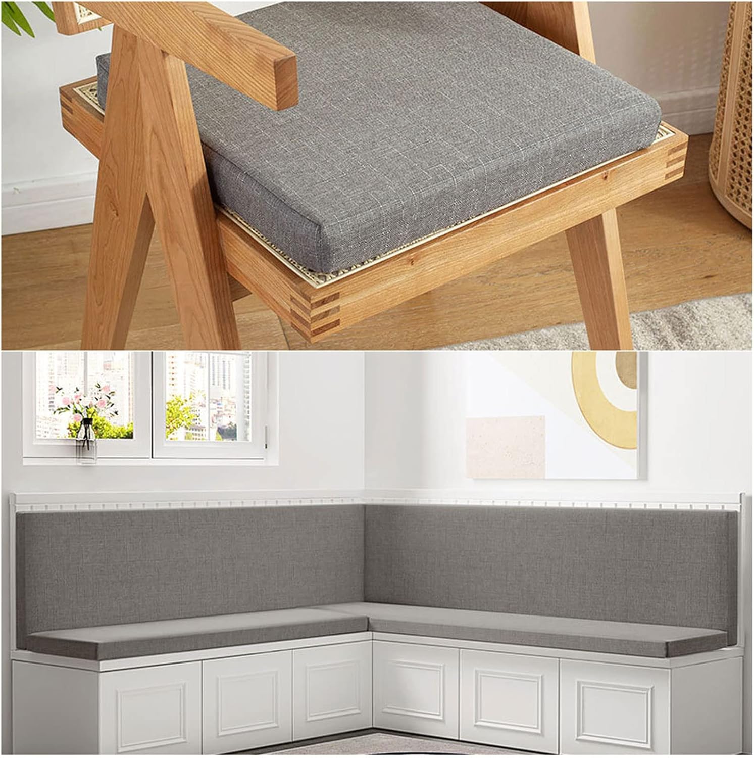 Cojín de banco personalizado, almohadilla de banco de tamaño personalizado con parte inferior antideslizante, cojín de asiento de ventana panorámica