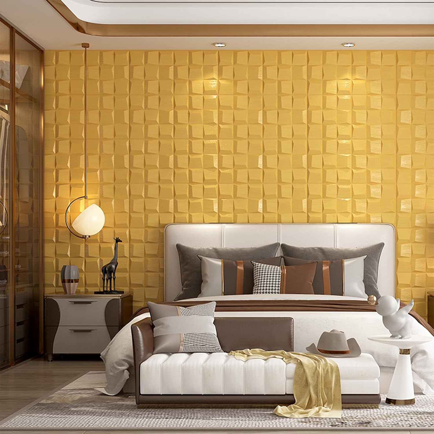 Papel tapiz 3D autoadhesivo, extraíble, de espuma de polietileno, pintable, paneles de pared 3D para dormitorio, sala de estar, TV, pared y