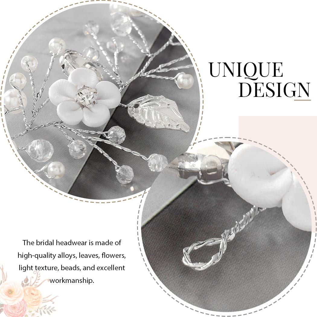 Yean Diadema de novia para boda, accesorios para el cabello de novia, pieza de pelo de flores para mujeres y niñas (plateado)