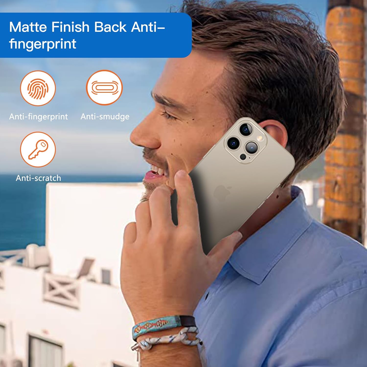 Purluct Funda delgada para iPhone 15 Pro, funda delgada con acabado transparente no amarillenta ultra protectora ajustable botones con protección de