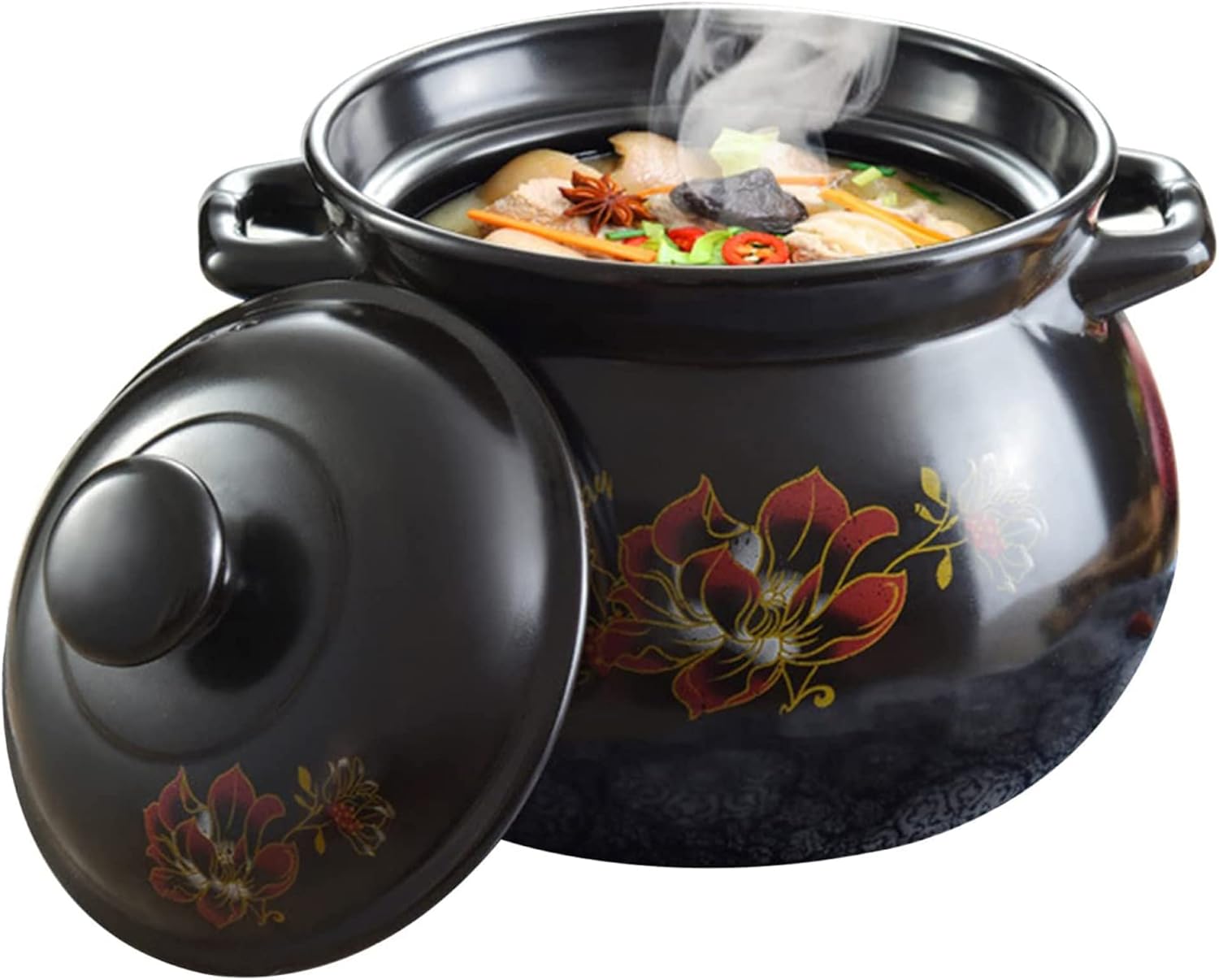Ollas de barro de cerámica china, olla de cocina de cerámica china, olla de cocción resistente al calor, olla de barro para cocina del hogar, 5.5