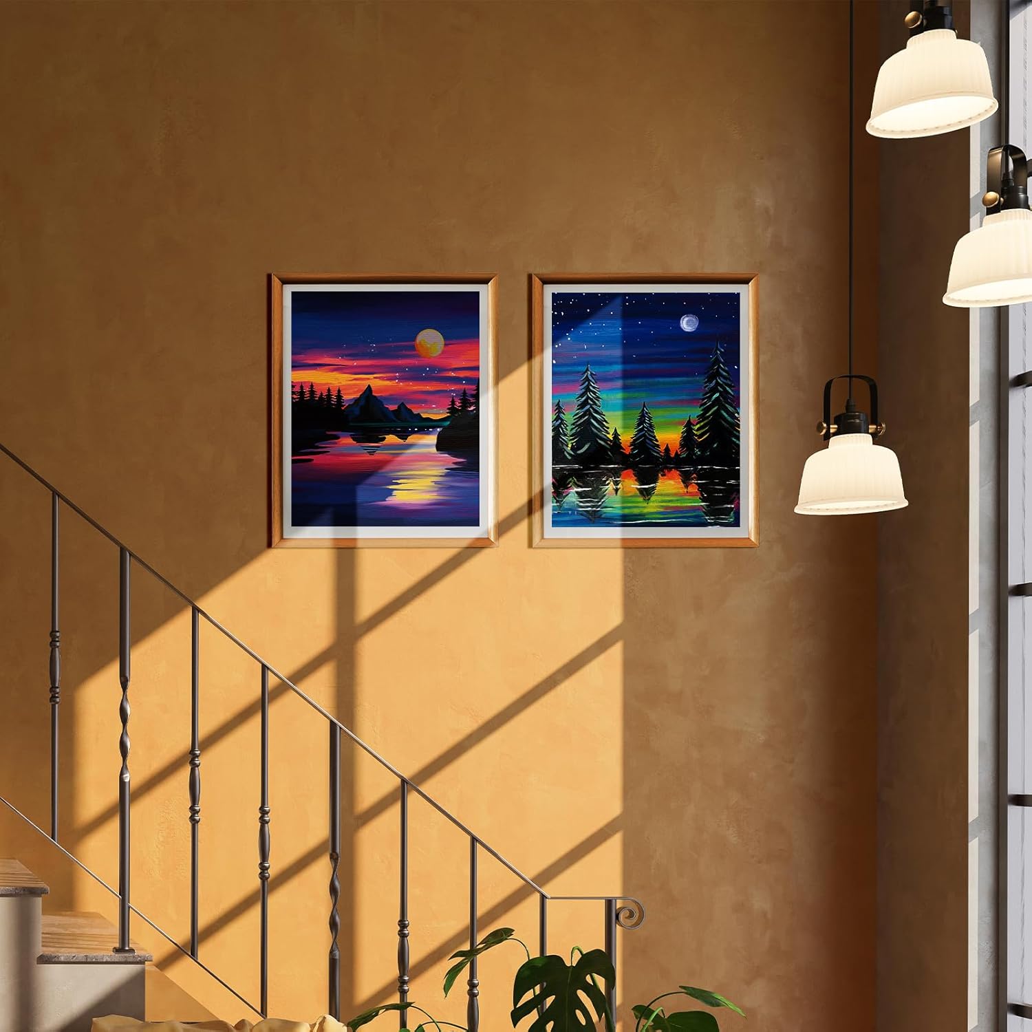 Paquete de 4 lienzos de 8 x 10 pulgadas, lienzos estirados predibujados para pintar para adultos y niños, juego de pintura para fiestas, contorno