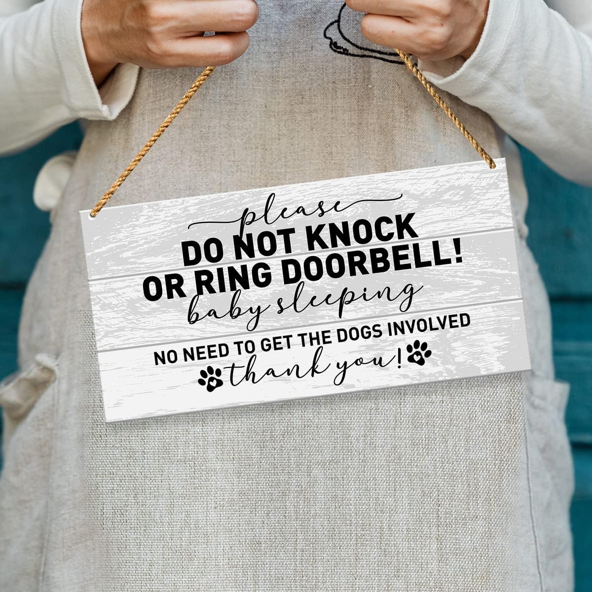 Letrero de bebé para puerta delantera, no hay necesidad de conseguir a los perros involucrados, letrero de advertencia de perro para decoración del